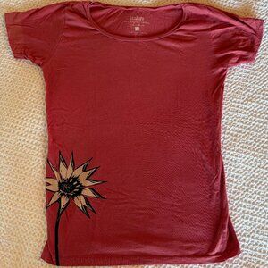 NWOT EcoZuZu Organic Cotton Graphic Tee Flower Print Pink Size L
